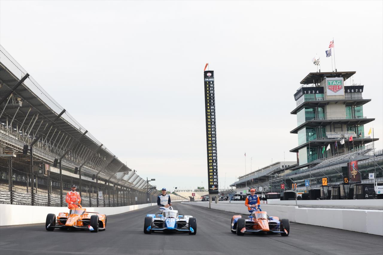 Rinus VeeKay, Alex Palou and Scott Dixon - Indianapolis 500 Front Row - By: Chris Owens -- Photo by: Chris Owens
